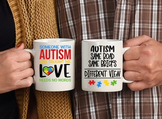 Autism Awareness MUG, Mama Bear, autism, true colours, autism puzzle, neurodiverse, SEN, autism parent, same road, different view, no words